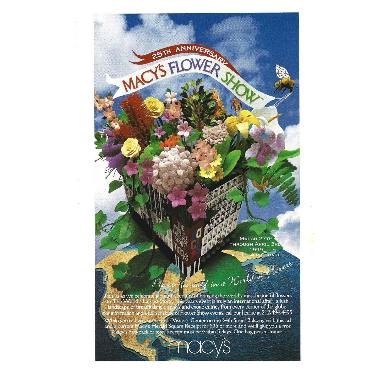 Macy\'s Flower Show 25th Anniversary World of Flowers 1990s  Vintage Print Ad