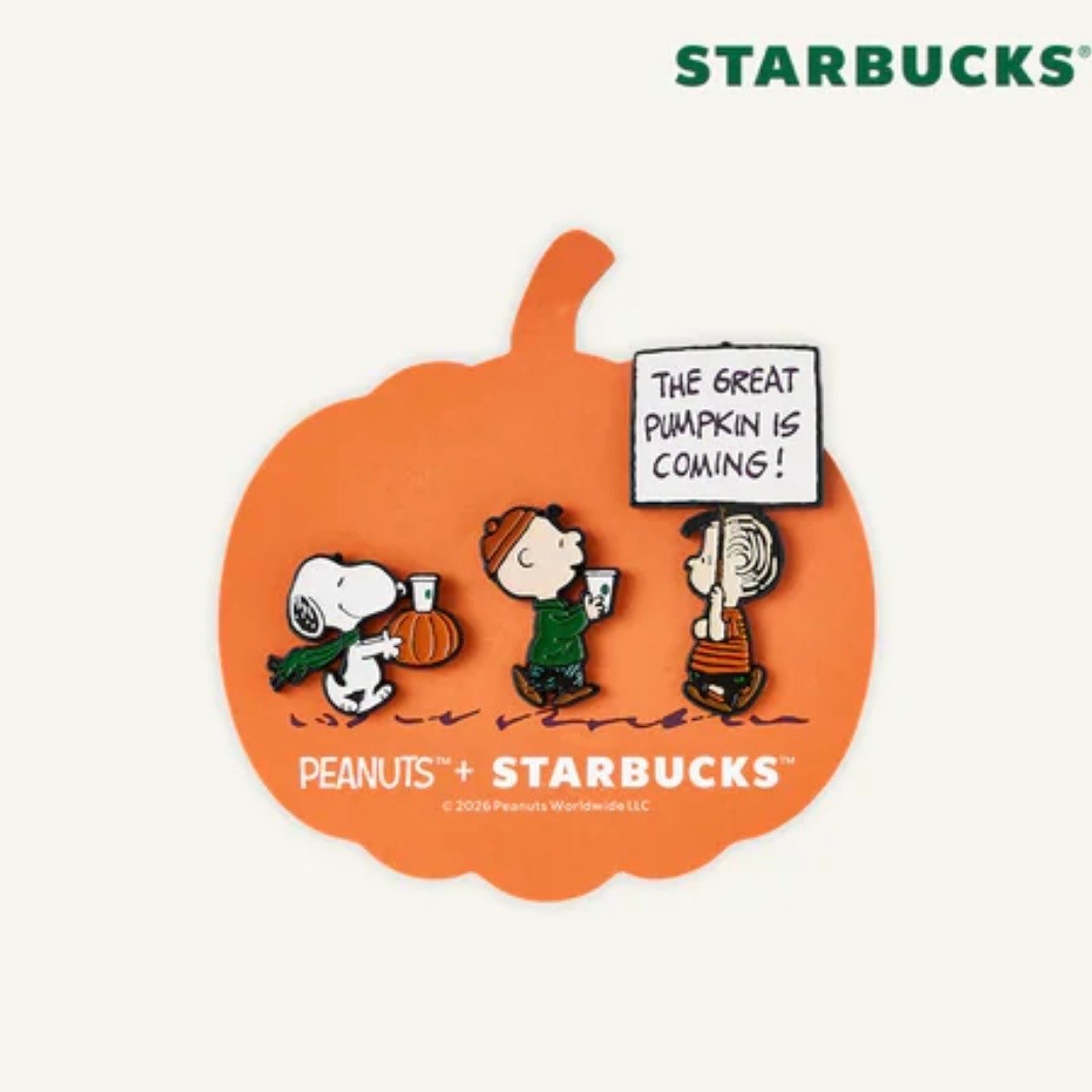 Starbucks Korea Peanuts Snoopy Pumpkin Enamel Pin Set 2026 Online Exclusive Starbucks Korea Peanuts Snoopy Pumpkin Enamel Pin Set 2026 Online Exclusive
