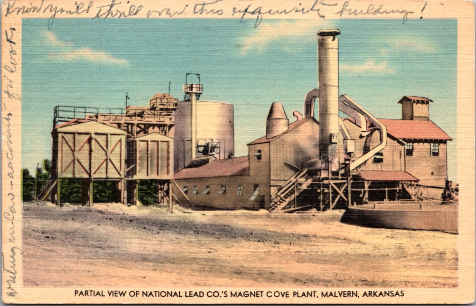 Linen PC Partial View of National Lead Co\'s Magnet Cove Plant Malvern Arkansas