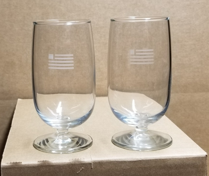 US Airways Airlines Footed Wine Glass - 4.5” - US Flag Logo - 2pk -NEW