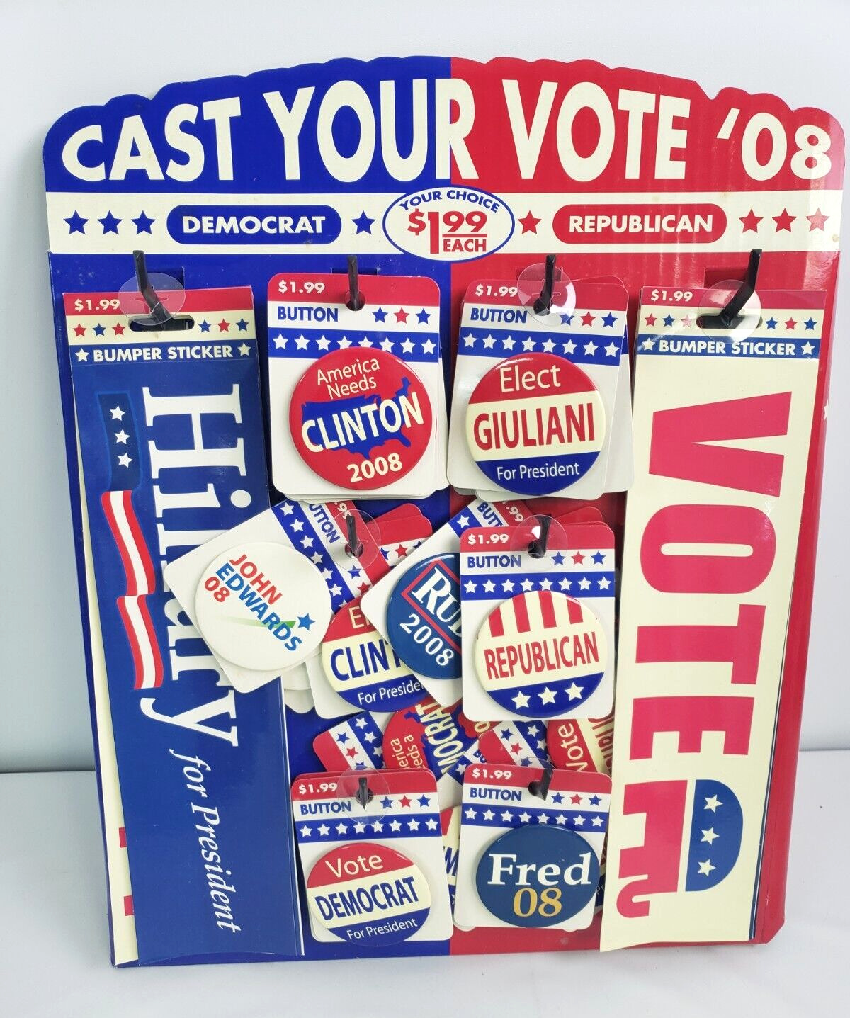 08 Presidential Election Political Campaign Buttons Bumper sticker store display