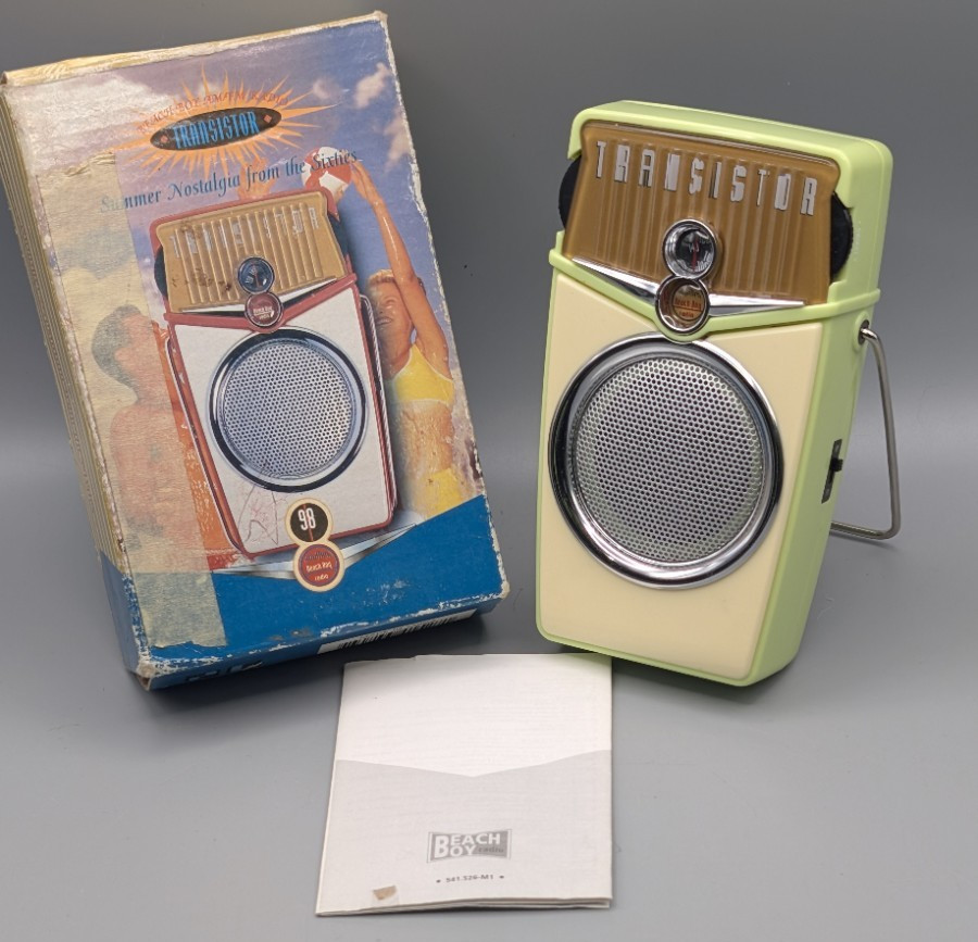 Vintage Beach Boy Transistor AM FM Radio 1960s Style Summer Nostalgia In Box