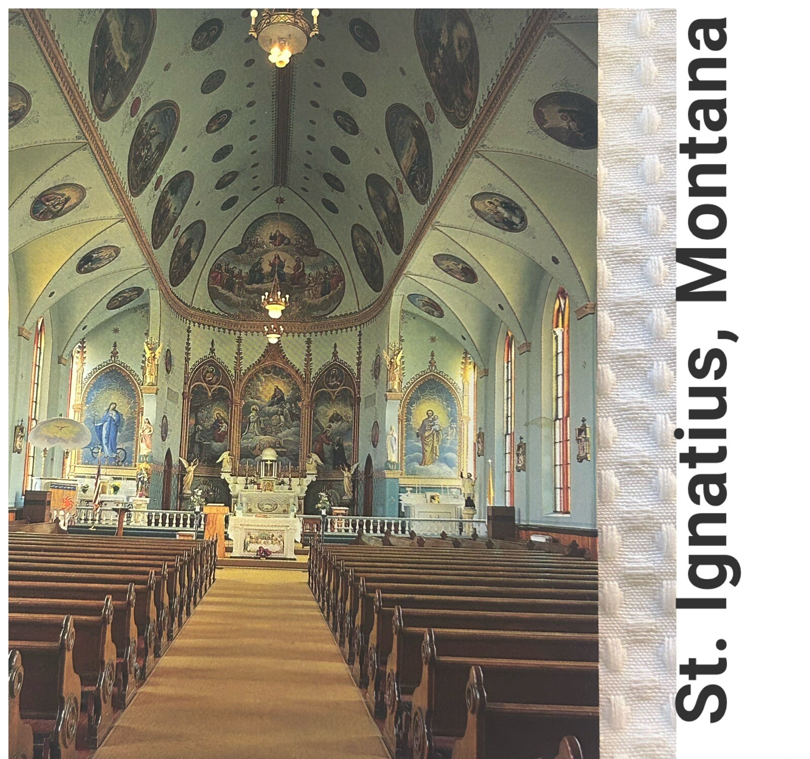 ST. IGNATIUS MISSION INTERIOR Montana Vintage Postcard National Historic Sight