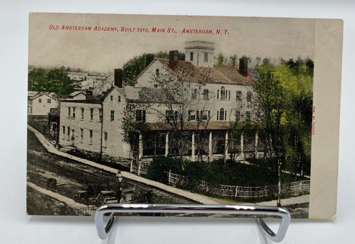Vtg c1930\'s-1940\'s Old Amsterdam Academy , Amsterdam, New York RPPC Postcard