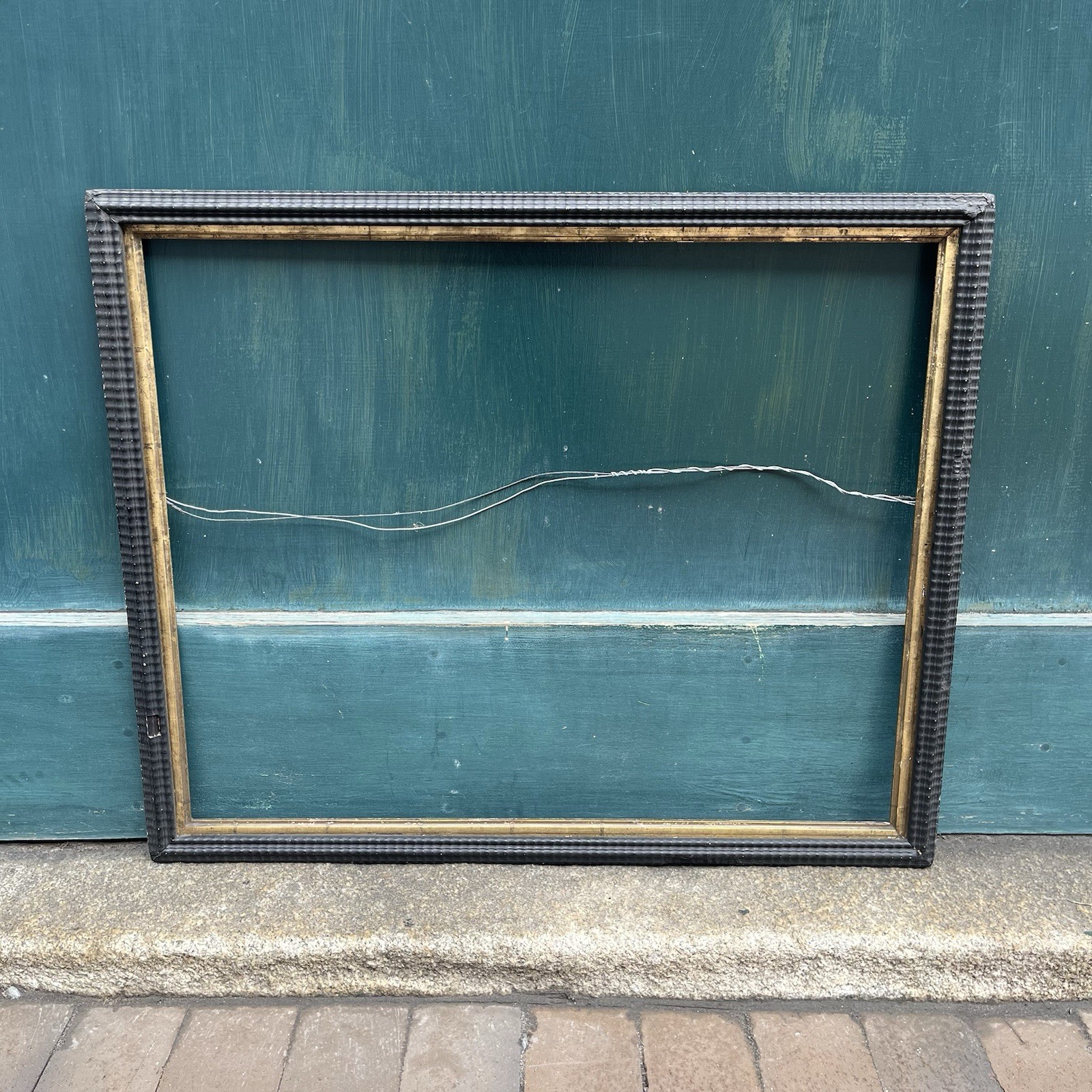 Antique Dutch Ripple Picture Frame Ebonized Black Gold 30 1/2 in x 25 1/8 in