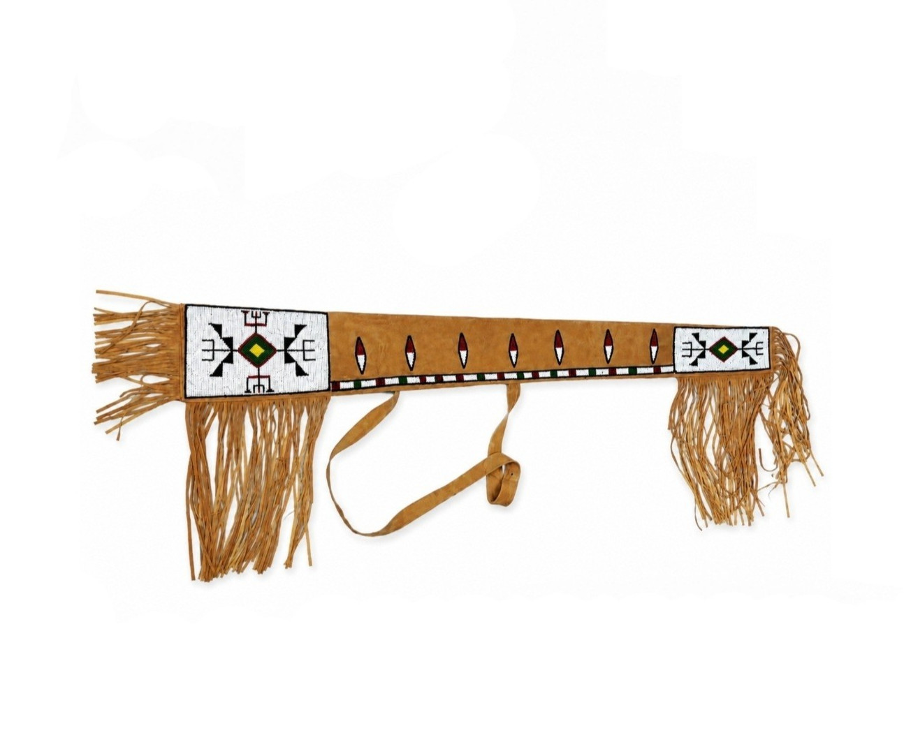 Indian Beaded Native American Rifle Scabbard Sioux Style Suede Leather Gun Cover