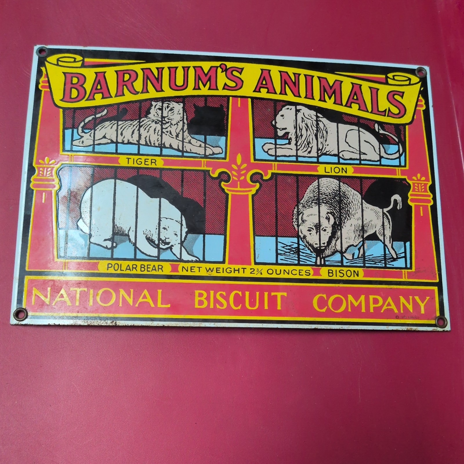 1990 Nabisco Barnum’s Animals Metal Sign 8” x 11” Ande Rooney new sealed