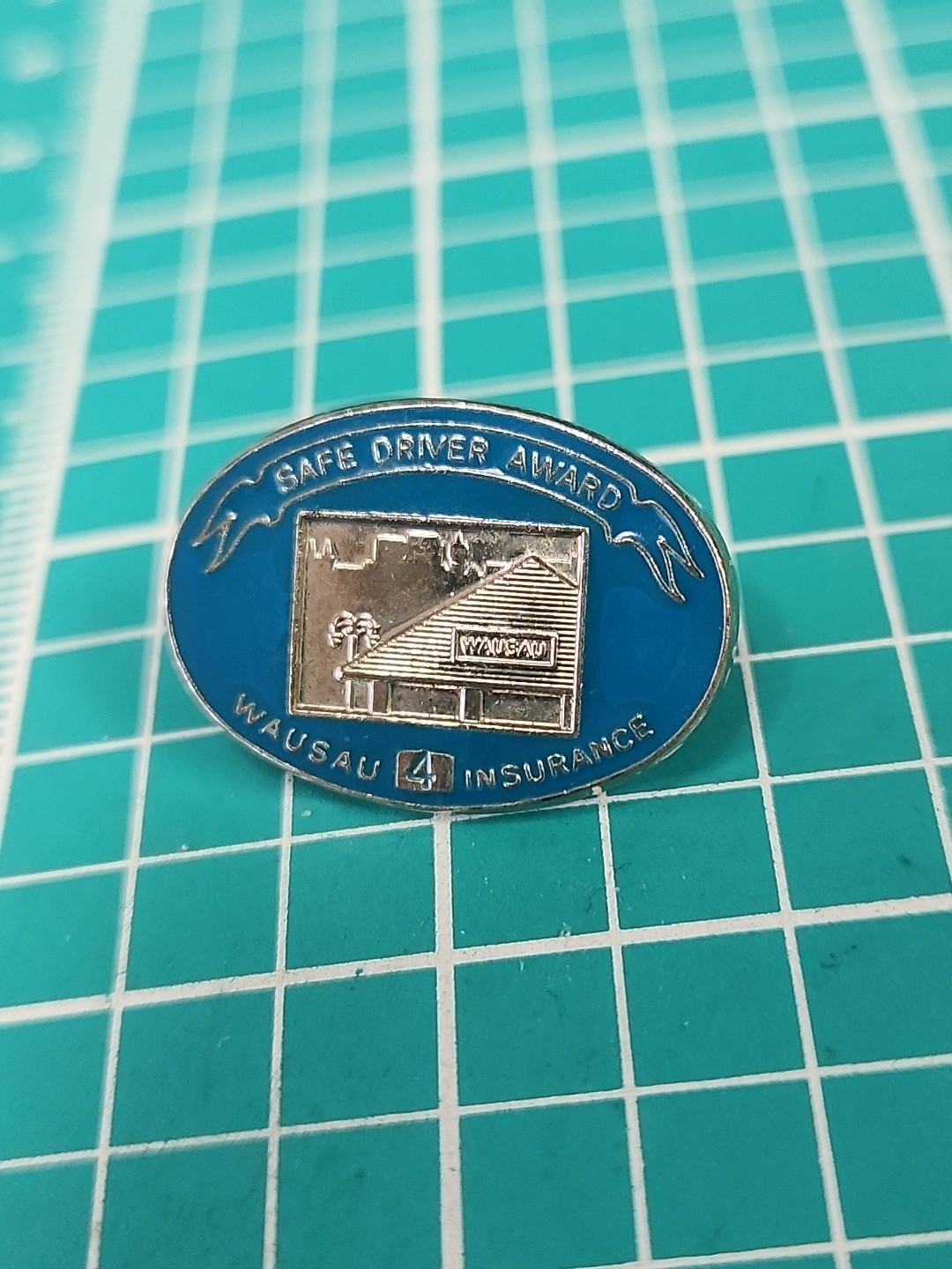 Vtg Wausau Insurance Safe Driver Award Silver Tone Lapel Pin