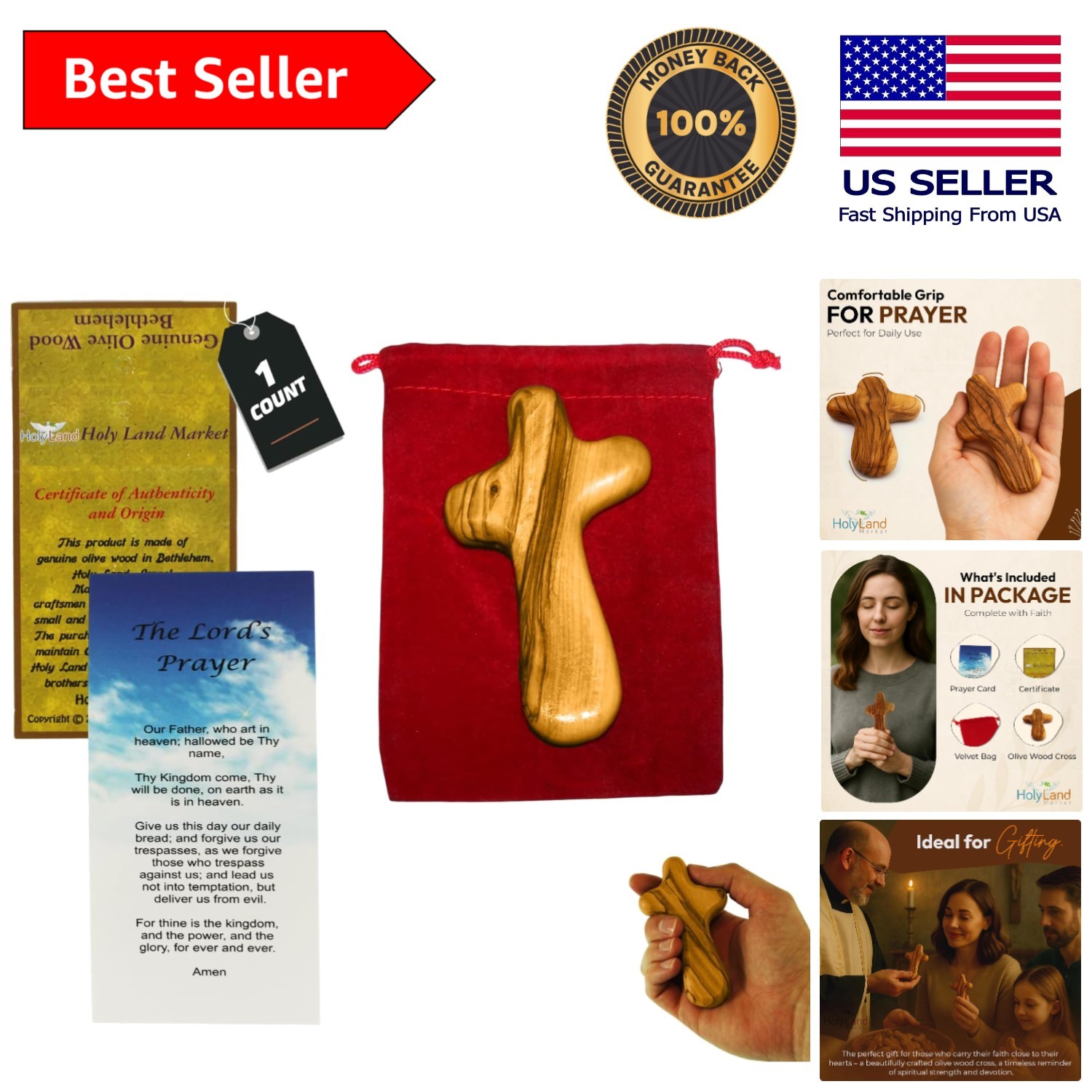 Elegant Handheld Cross - 4 Inches of Bethlehem Craftsmanship for Your Faith