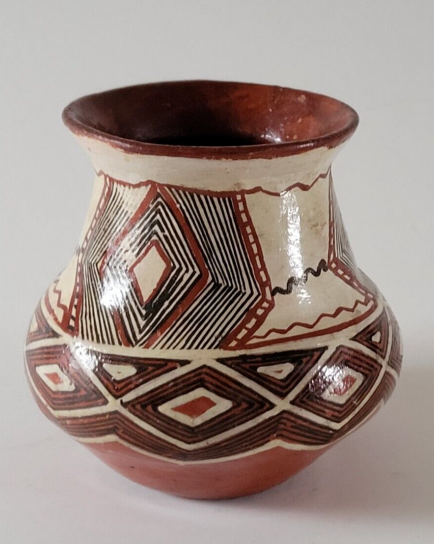 Vintage Ecuadorian Canelos Quichua Polychrome Pottery Native Vessel