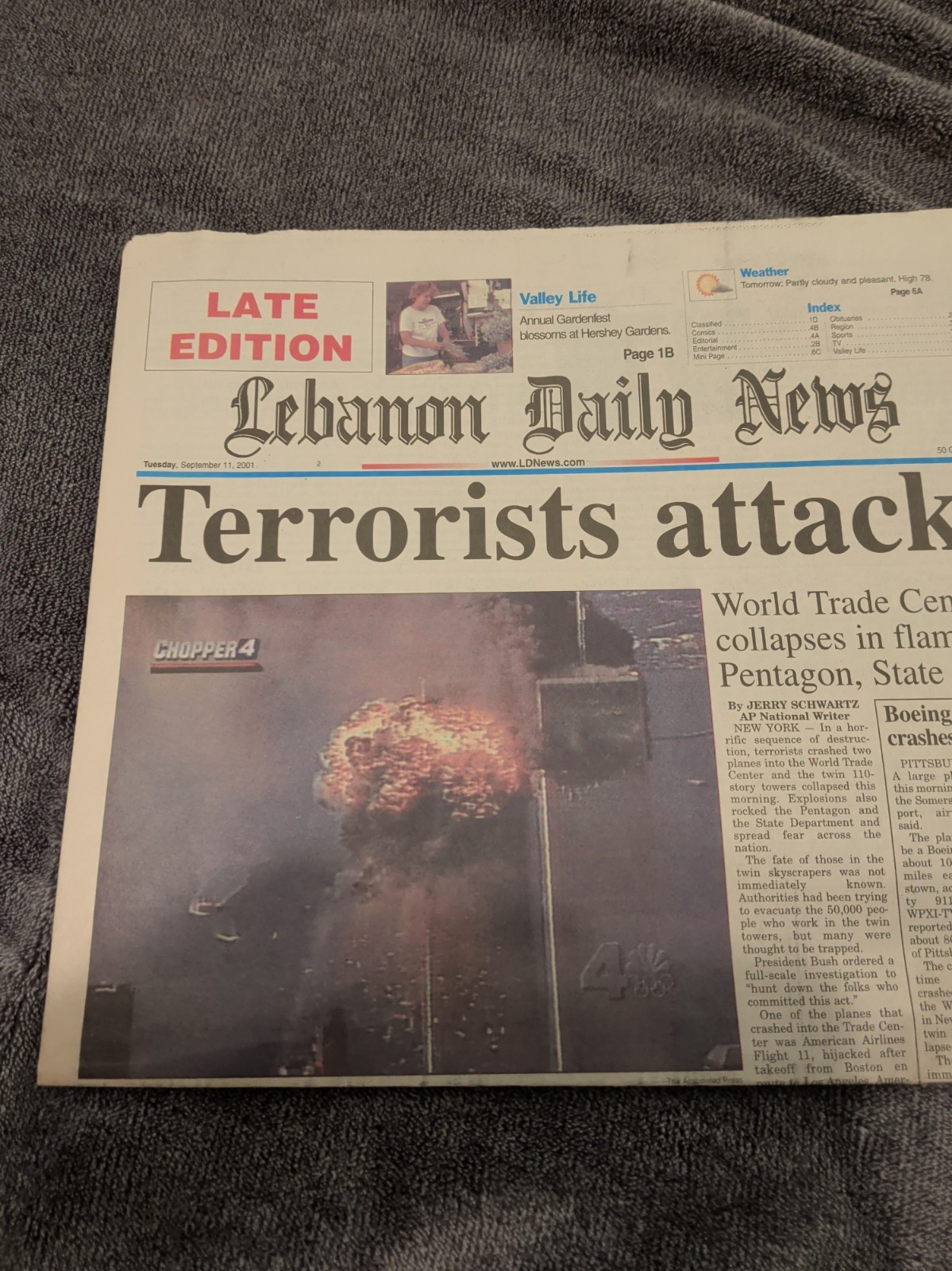 Late Edition Lebanon Daily News September 11th 2001 Late Edition Lebanon Daily News September 11th 2001