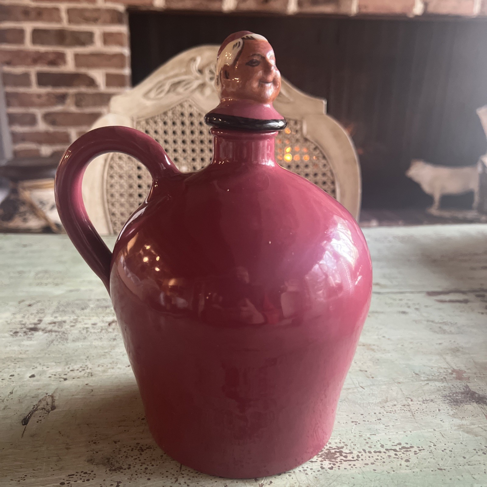 Decanter Jug With Monk\'s Head Stopper 9” Tall