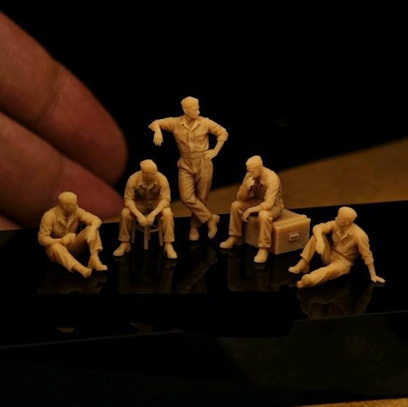 1/48 1/72 1/87 Wwii German Air Force Ground Crew Break Soldier 5pcs Printed