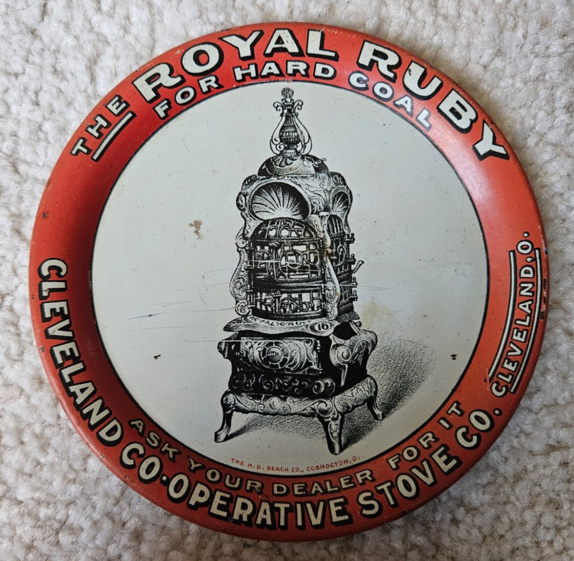 ANTIQUE TIP TRAY - Royal Ruby Cleveland Stove, circa 1910 NR EXCELLENT
