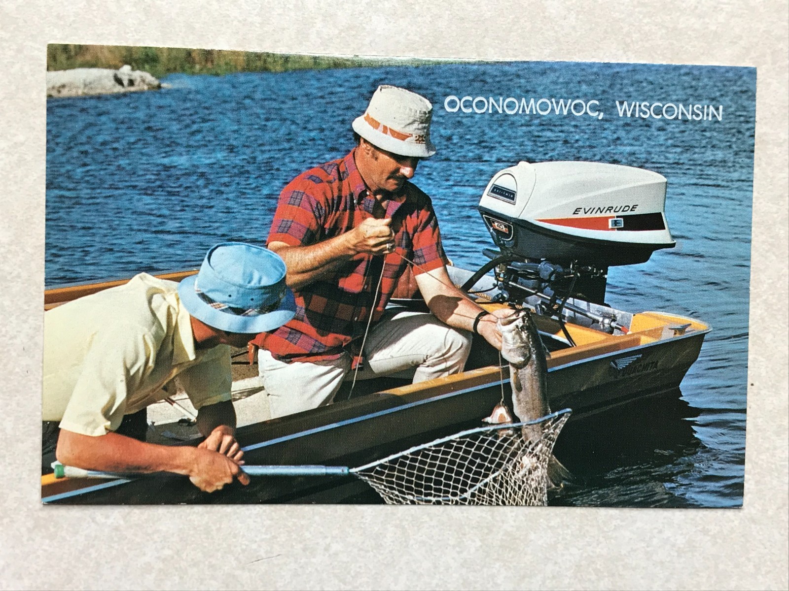 O614 Vintage Postcard Fishing Evinrude Motor Oconomowoc Wisconsin WI