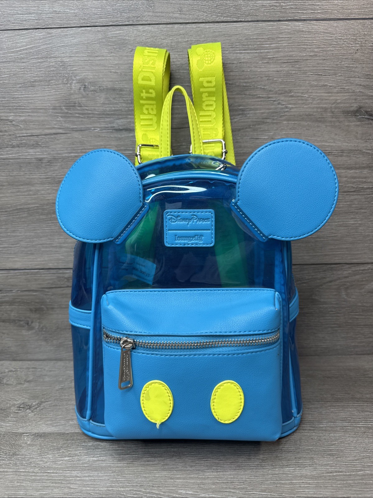 Disney Parks Loungefly Disneyland Neon Blue Clear Backpack Mickey Mouse 