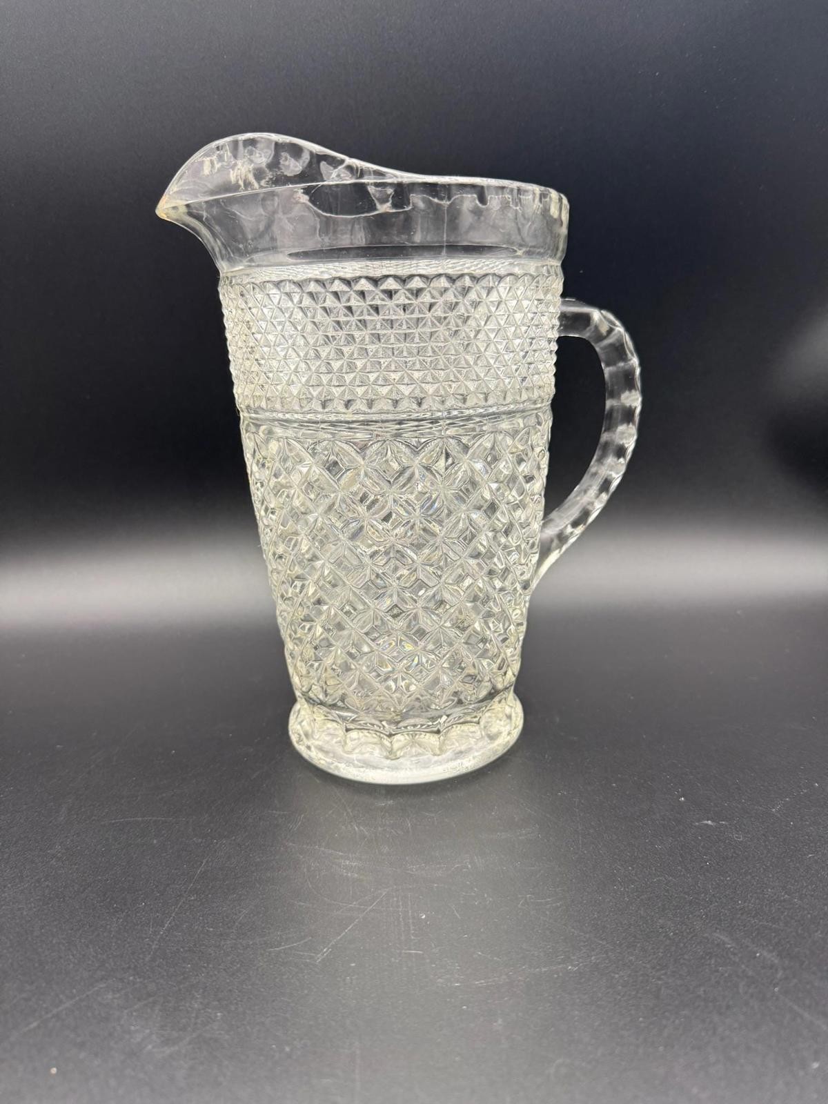 Vintage Anchor Hocking Wexford Pressed Glass Beverage Pitcher – 9” Tall
