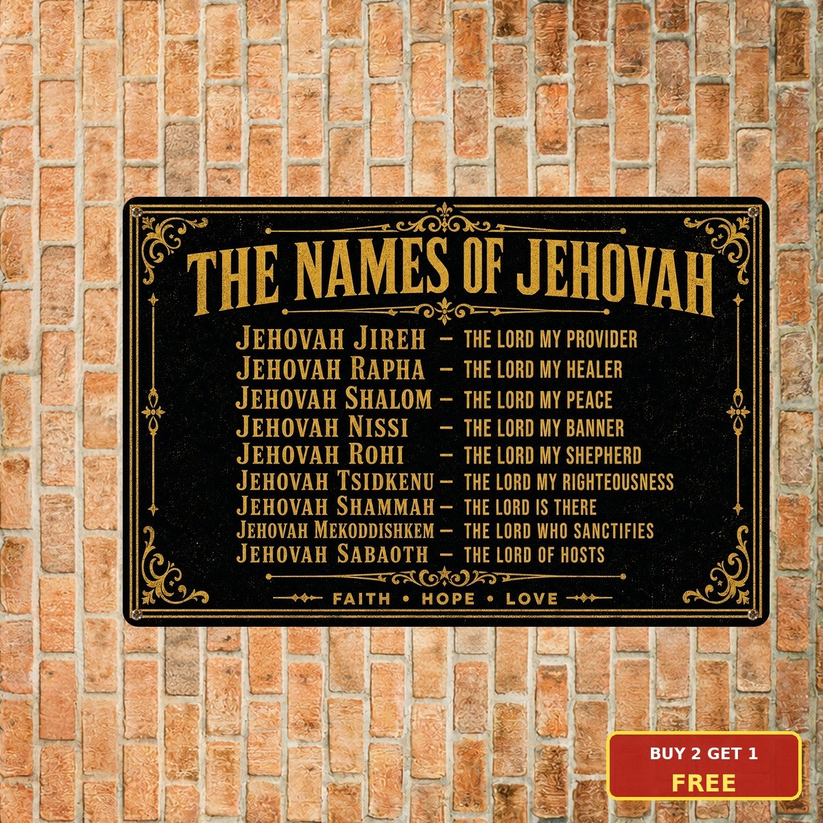 Jehovah Names Bible Verse Tin Sign Christian Faith Metal Plaque