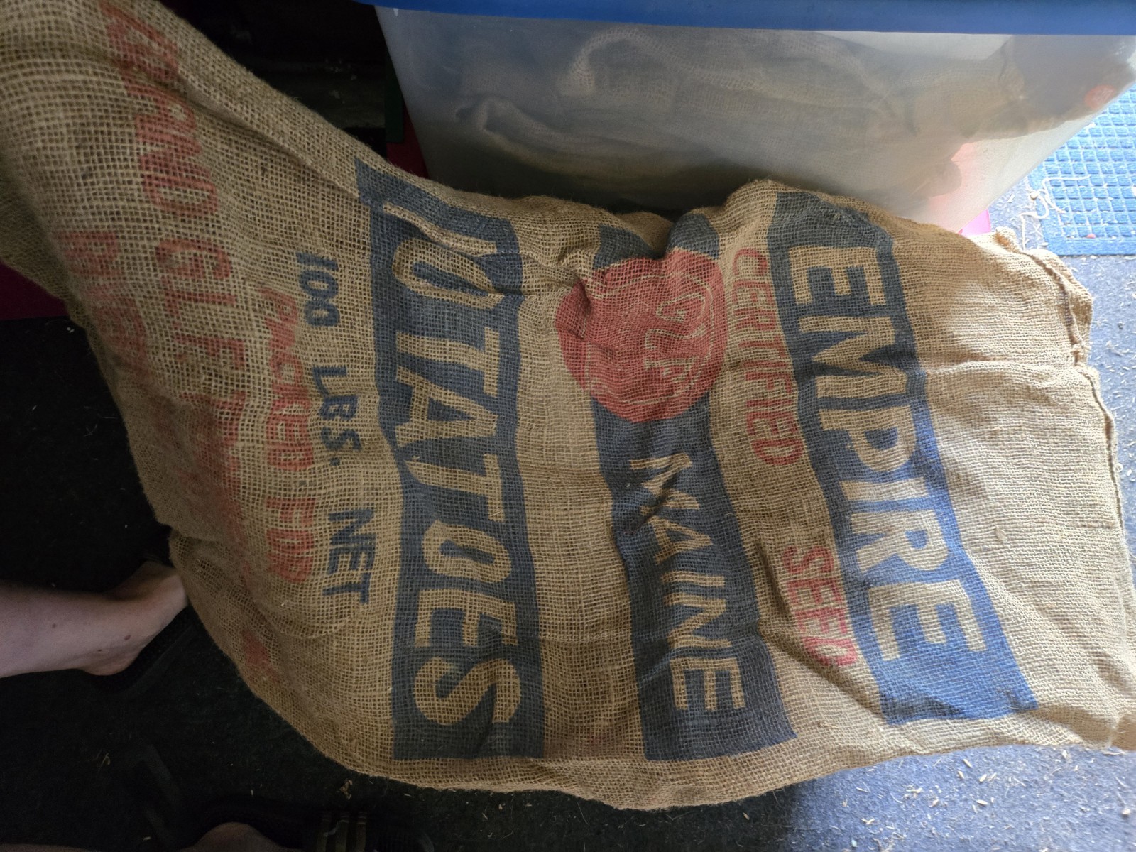 Vintage GLF Empire Maine Potato Burlap Bag Riverhead NY