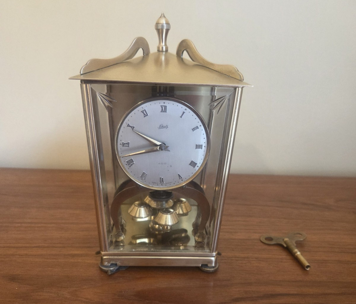 Vintage Schatz 400 Day #53 Anniversary  Clock +Key Germany 1956 Beautiful Works