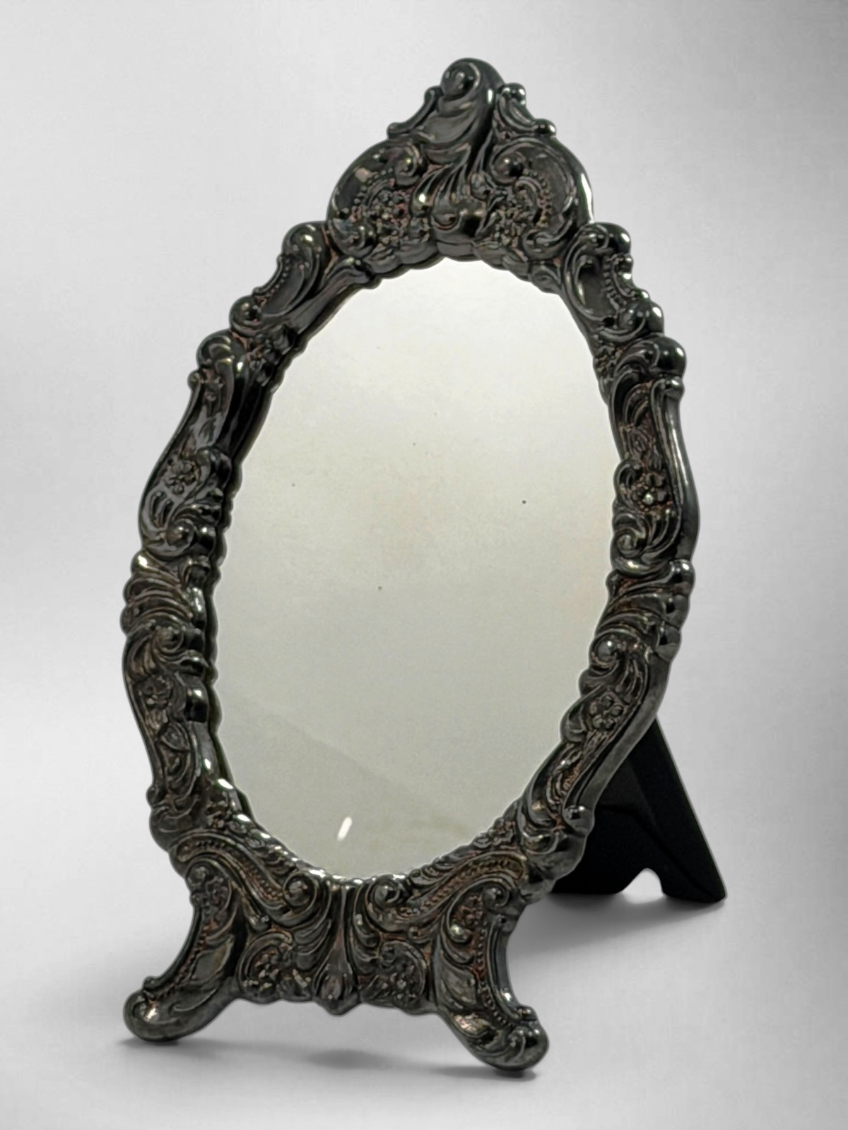Vintage Wallace Baroque Silverplate Ornate Vanity Table Mirror 759 Easel