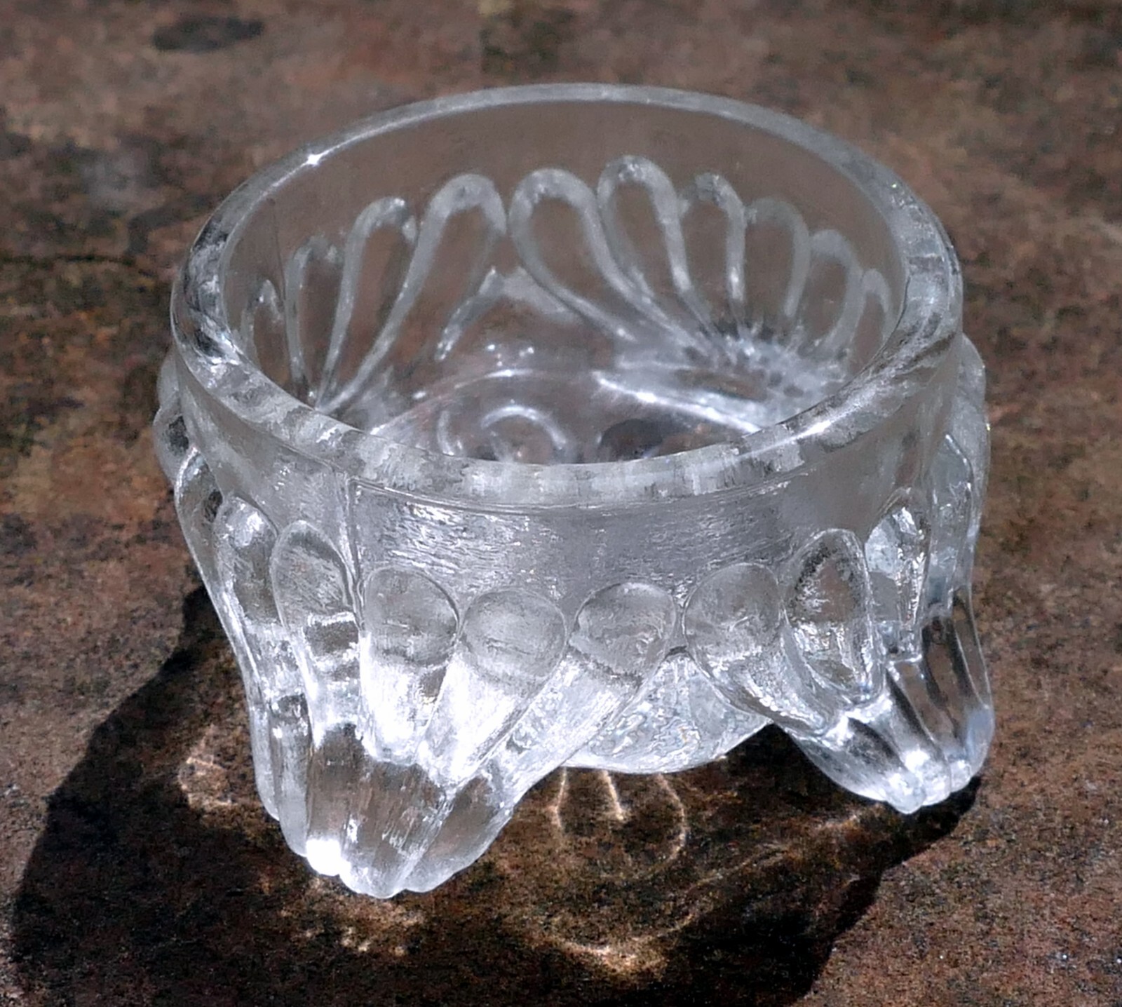 Salt Cellars Cut Crystal Hexagon Open Salt Oval Depression glass 1.5\