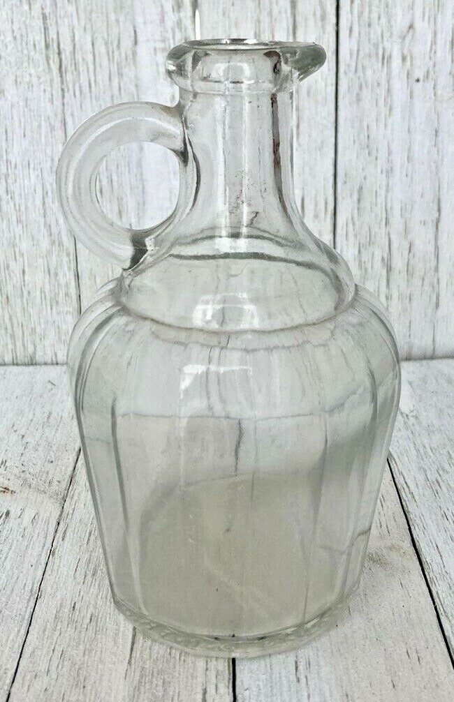 Vintage Clear Glass Extract Bottle / Jar with Spout and Handle - Glass Jug Syrup