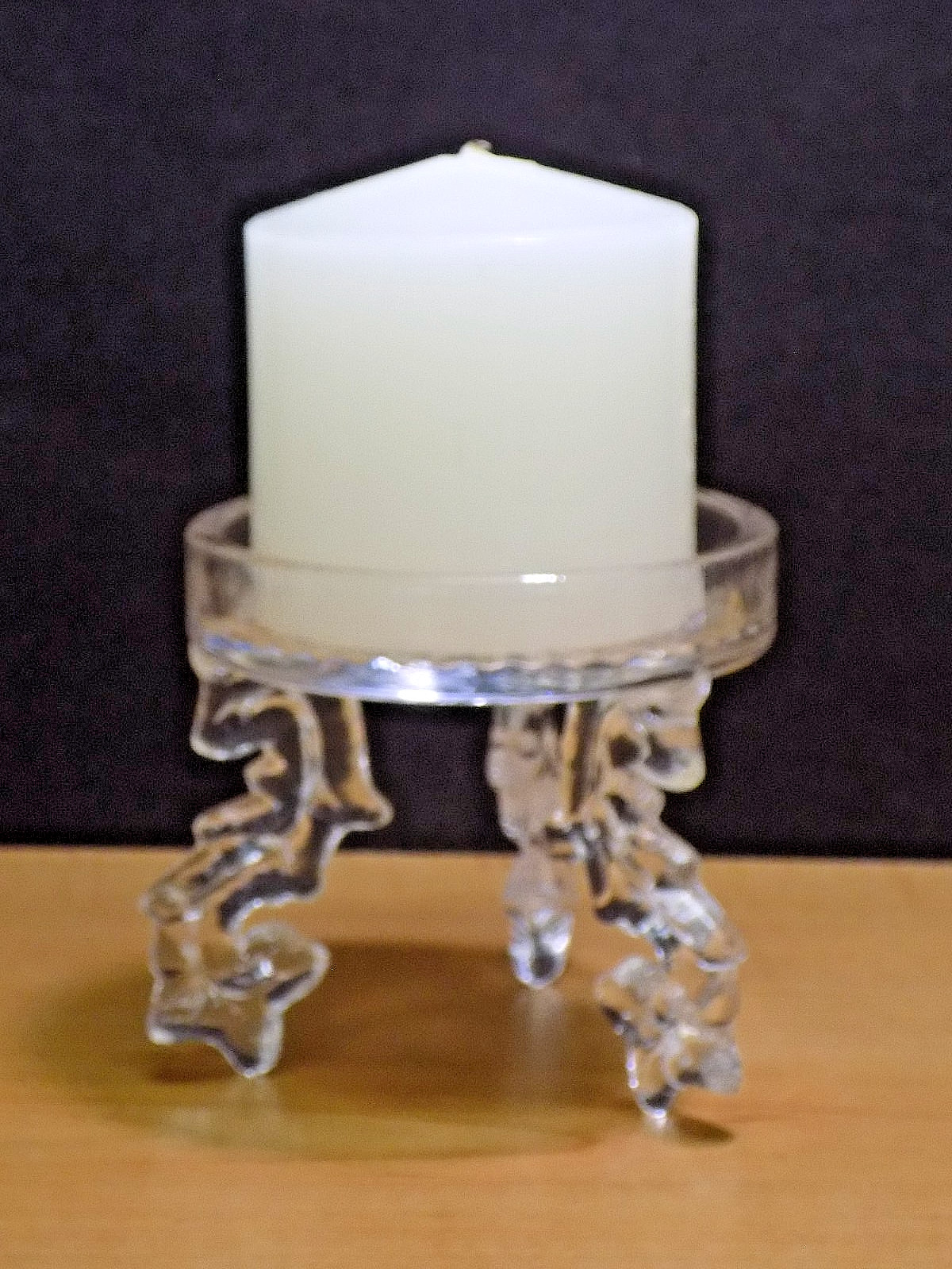 Manhattan Crystal Clear Glass 3-Toed Double Duty Candle Holder Stand
