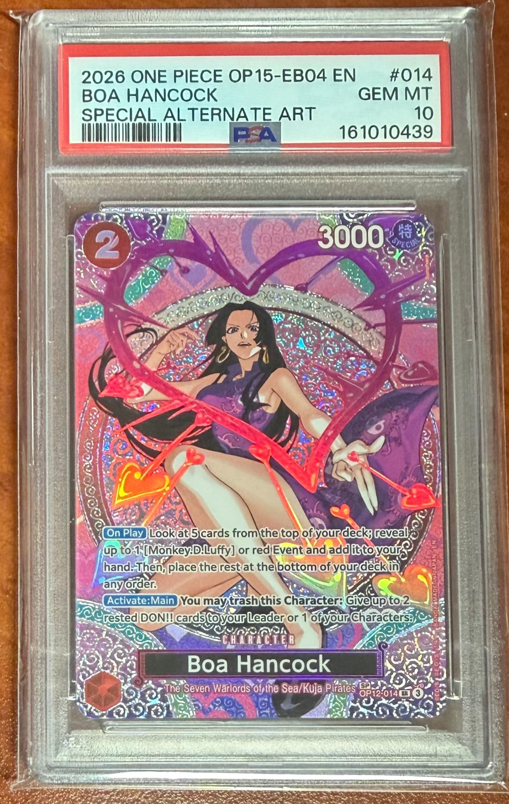 2026 BOA HANCOCK ONE PIECE OP15-EB04 SPECIAL ALTERNATE ART #014 PSA 10 GM MINT