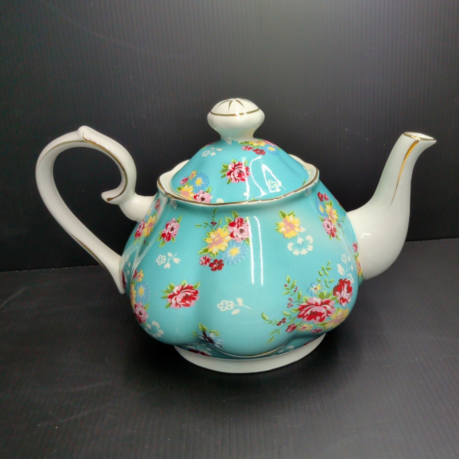 Gracie Bone China Green & White Floral Bouquet Tea Pot, By Coastline Imports.