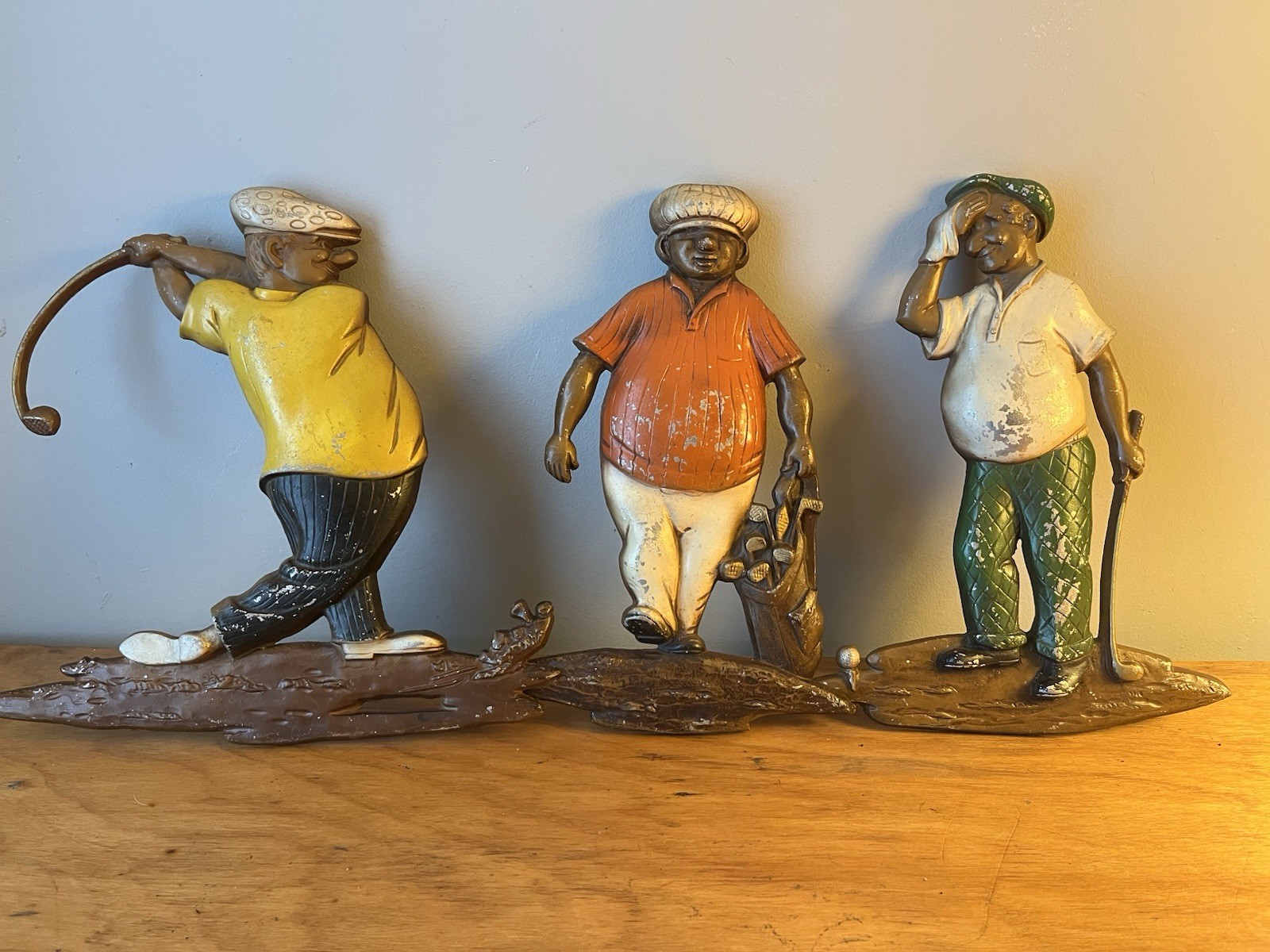 3 Vintage  1967 Large Golfers Sexton Aluminum Plaques