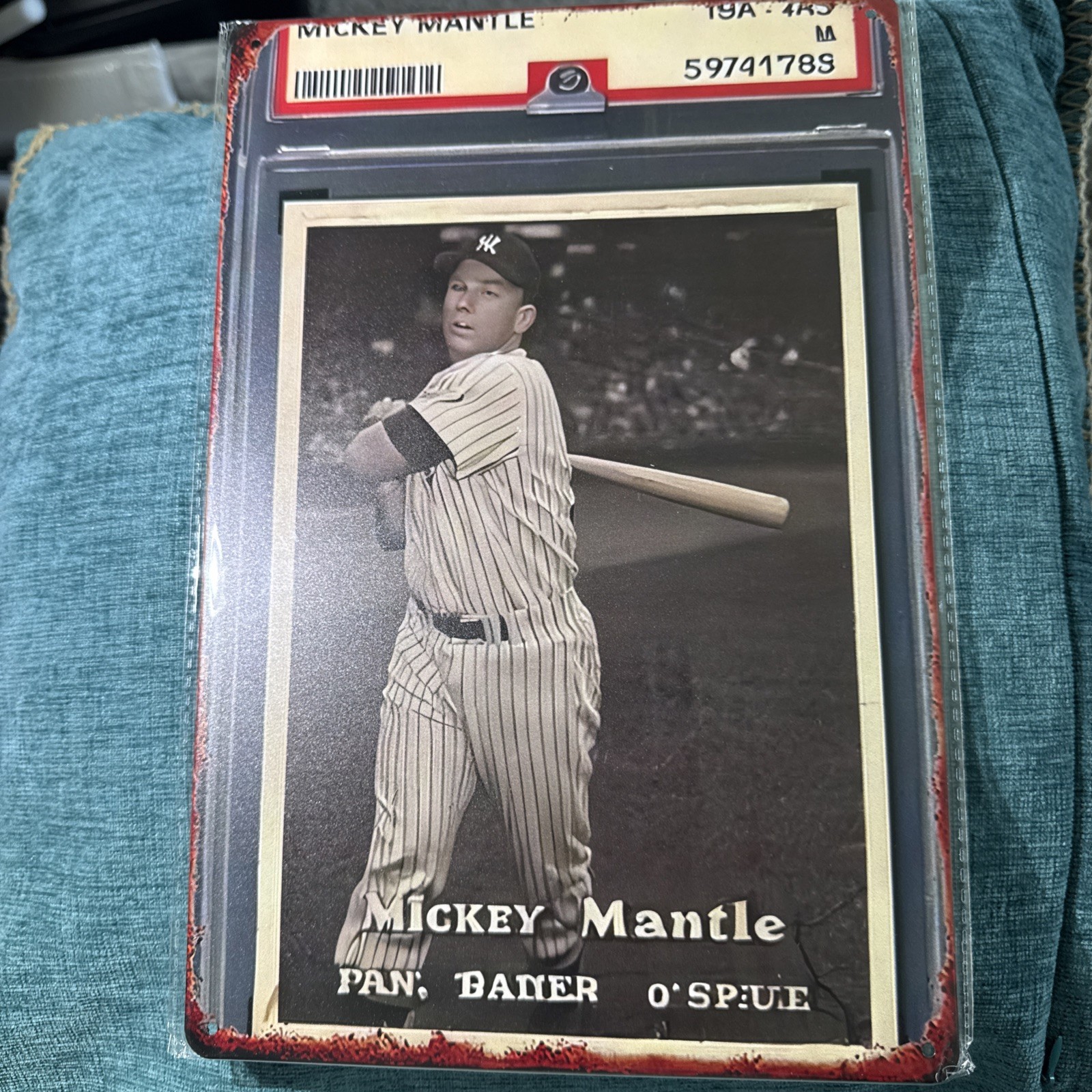 Mickey Mantel New York Yankees Metal (TIN)  “Graded” 12x8 Card - Wall ART