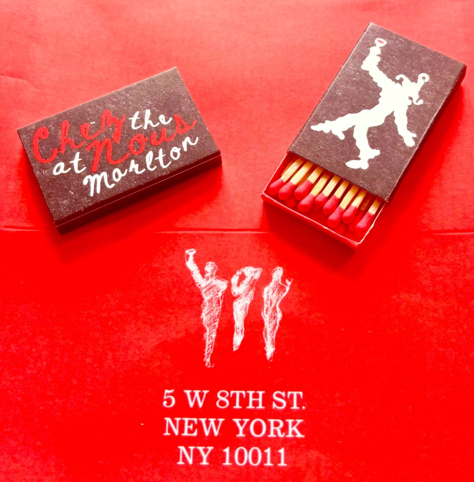 Chez Nous at The Marlton Hotel NYC Matchbook Full, Unstruck matchbox BRAND NEW