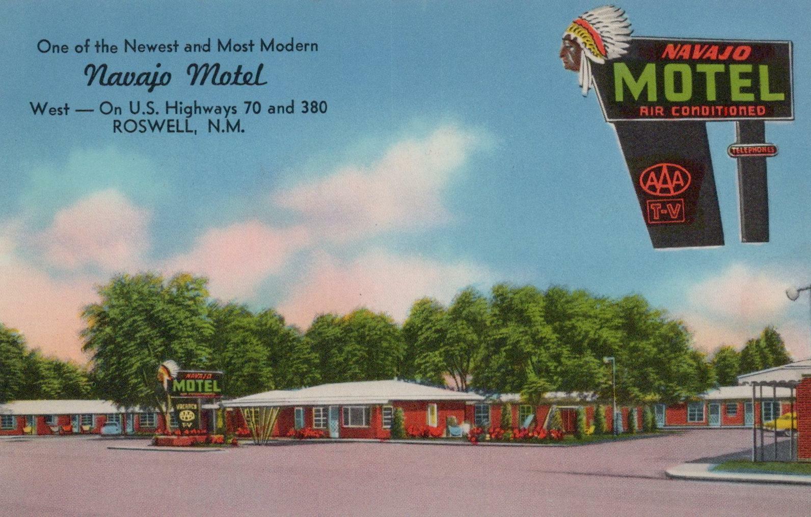 Postcard Navajo Motel Roswell NM New Mexico 