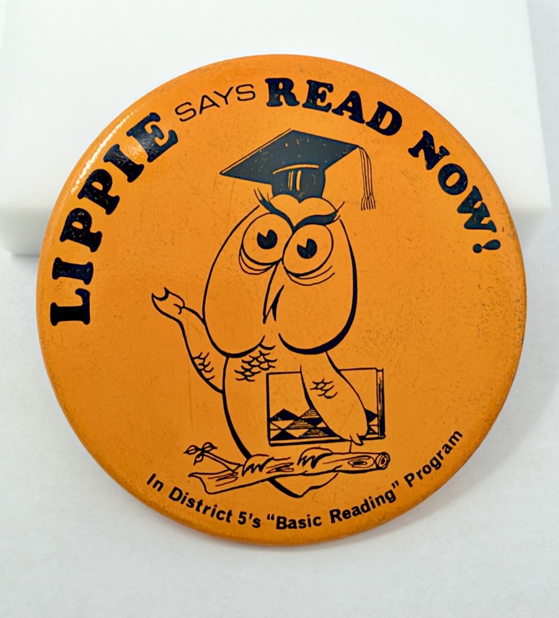  Vintage Lippie Says Read Now Owl Pinback Button District 5 Basic Reading
