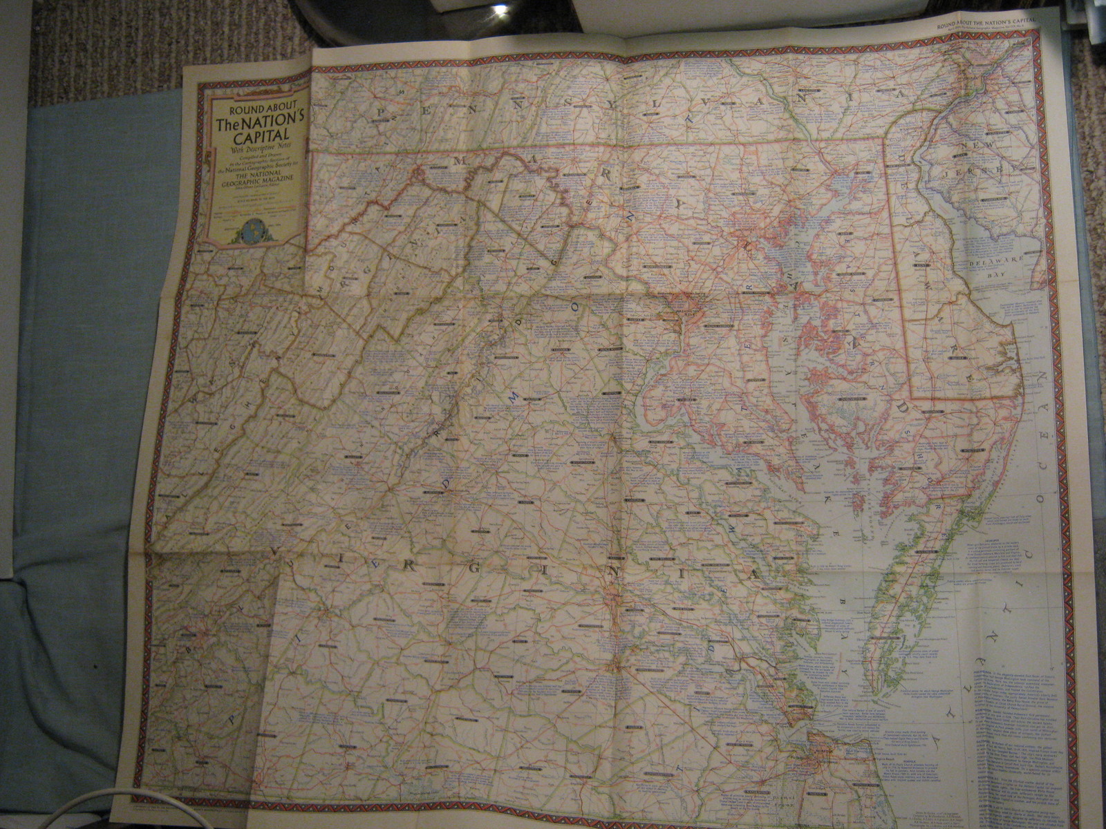 VINTAGE ROUND ABOUT THE NATION'S CAPITAL MAP National Geographic April 1956 