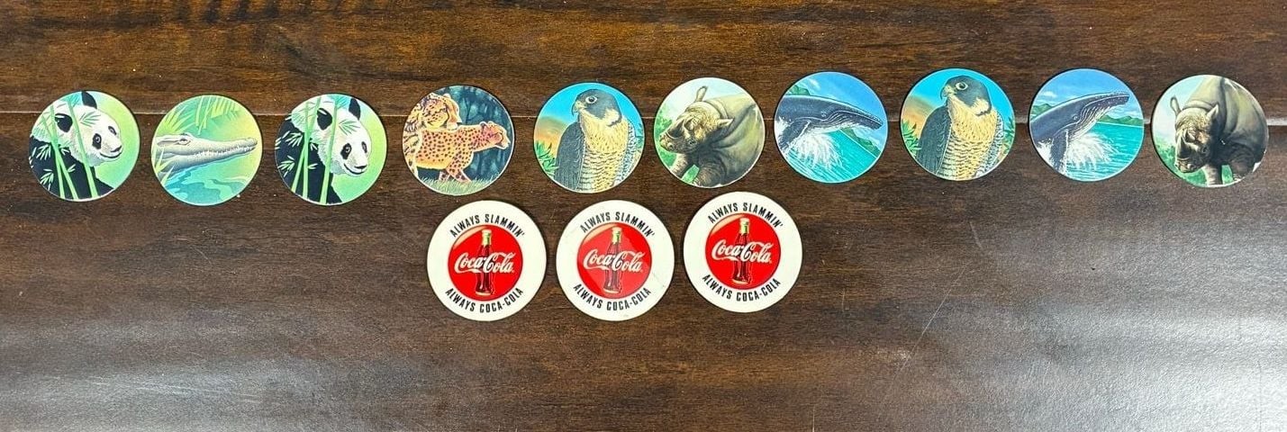 Coca-Cola Collect-A-Card Coke Cap Pogs Set of 13 Vintage 1990s Collectible Drink Coca-Cola Collect-A-Card Coke Cap Pogs Set of 13 Vintage 1990s Collectible Drink