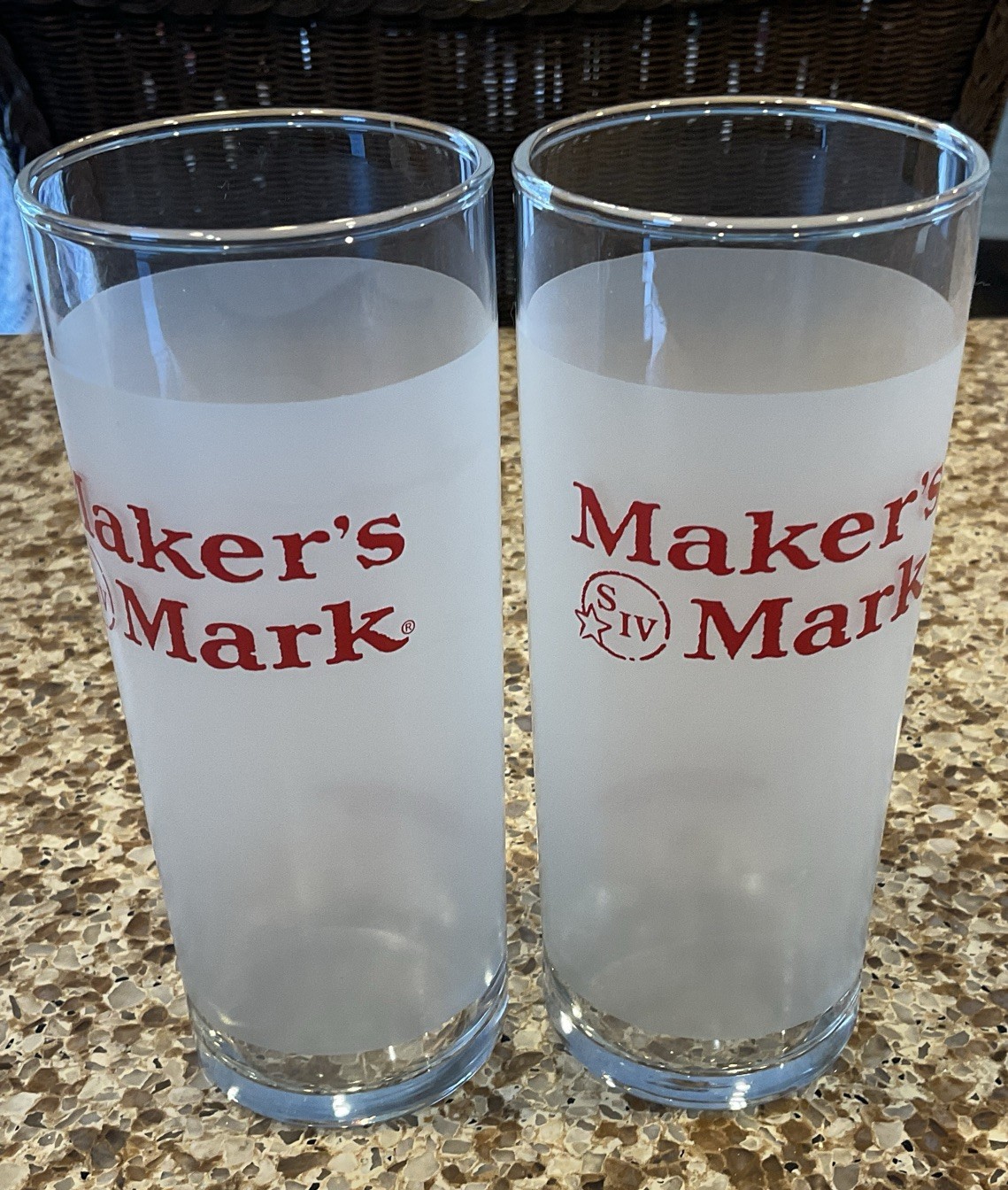 SET OF 2 MAKER’S MARK FROSTED TUMBLER GLASSES TOM COLLINS VINTAGE SET OF 2 MAKER’S MARK FROSTED TUMBLER GLASSES TOM COLLINS VINTAGE