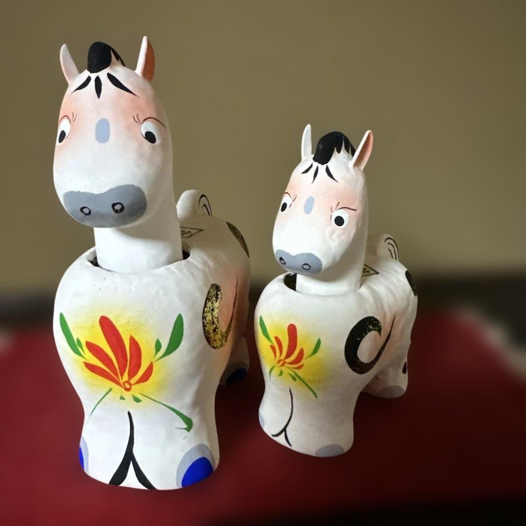 Japanese Hariko Horse Parent and Foal Pair with 2 Boxes Collectible 15+ Japanese Hariko Horse Parent and Foal Pair with 2 Boxes Collectible 15+