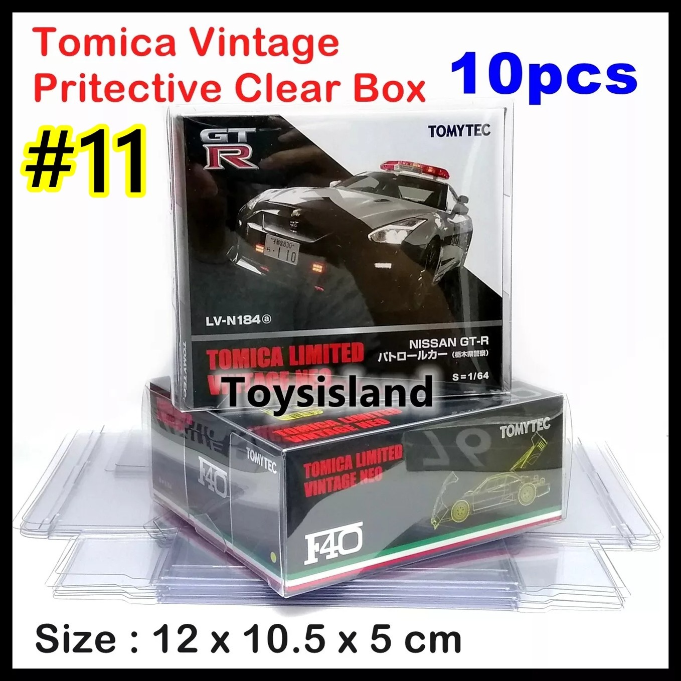 #11 Fit for TOMICA Vintage LV PROTECTIVE CLEAR PLASTIC BIG BOX 10 PCS TOMY