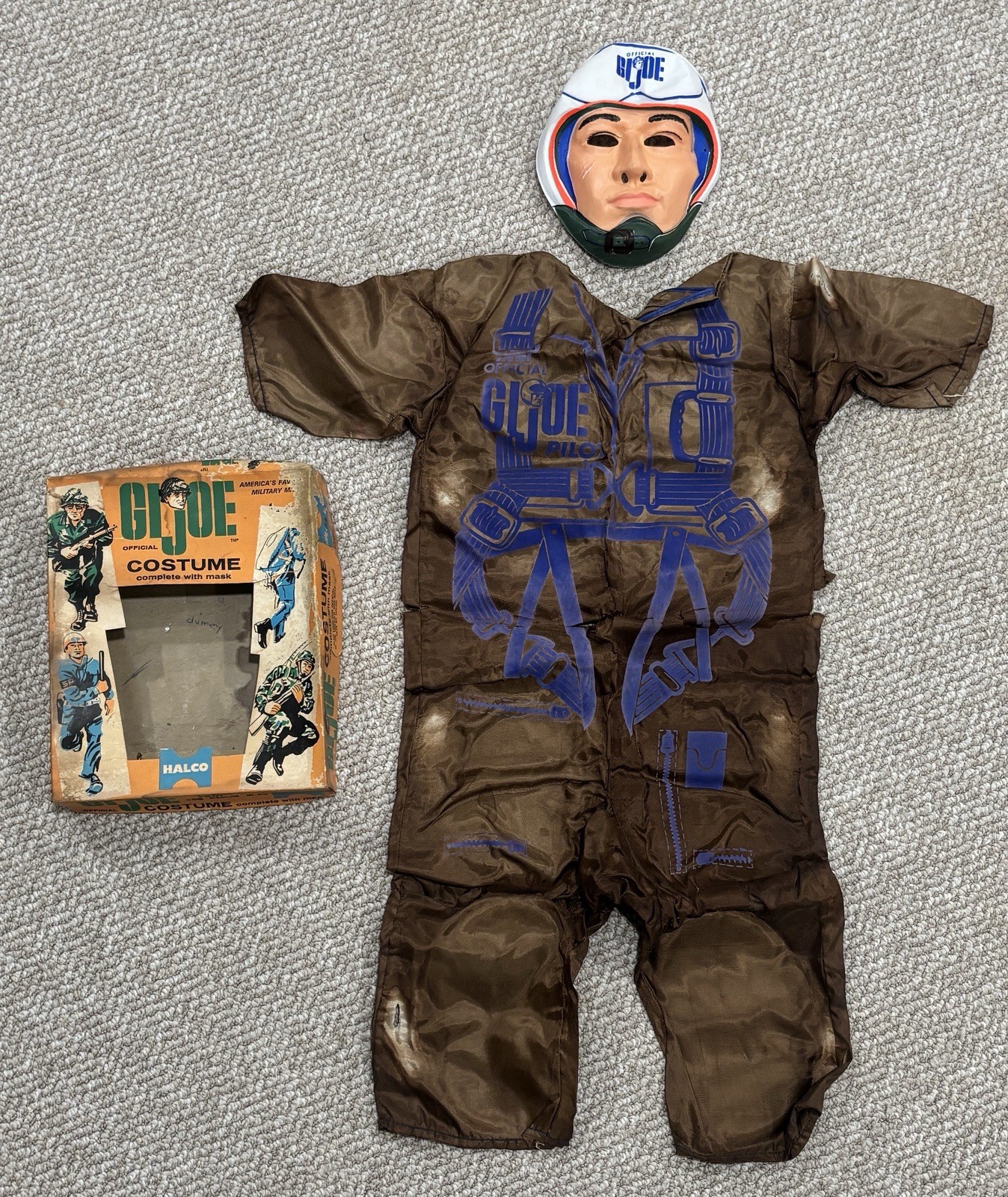 VTG 1964 GI JOE PILOT Halloween Mask & Costume OG Box Auth Made In USA 🇺🇸 RARE