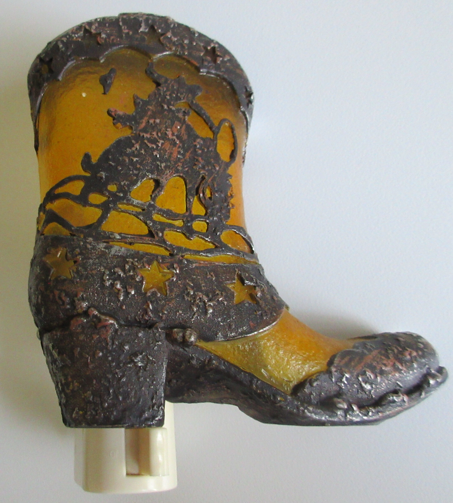 Cowbooy Boot Night Light Western Americana Bronco Metal Resin Tested Works Cowbooy Boot Night Light Western Americana Bronco Metal Resin Tested Works