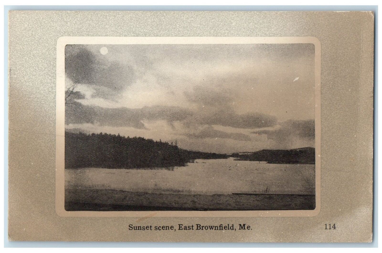 c1905's Sunset Scene Trees East Brownfield Maine ME Unposted Vintage Postcard