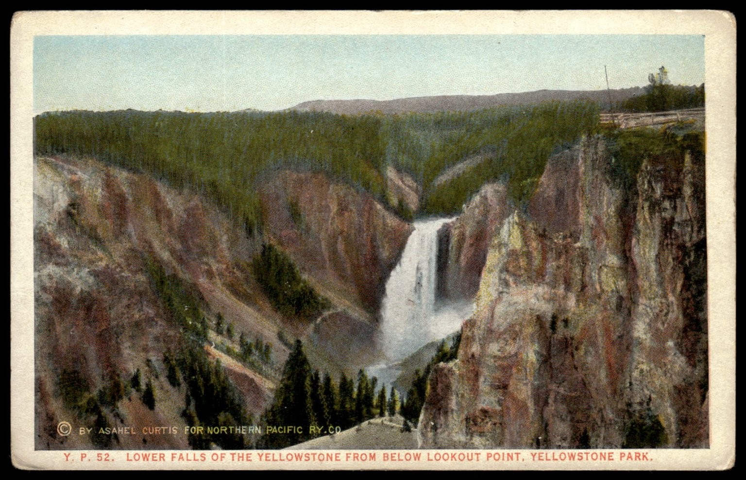 Yellowstone Lower Falls Postcard c1910s Asahel Curtis Northern Pacific Ry Yellowstone Lower Falls Postcard c1910s Asahel Curtis Northern Pacific Ry