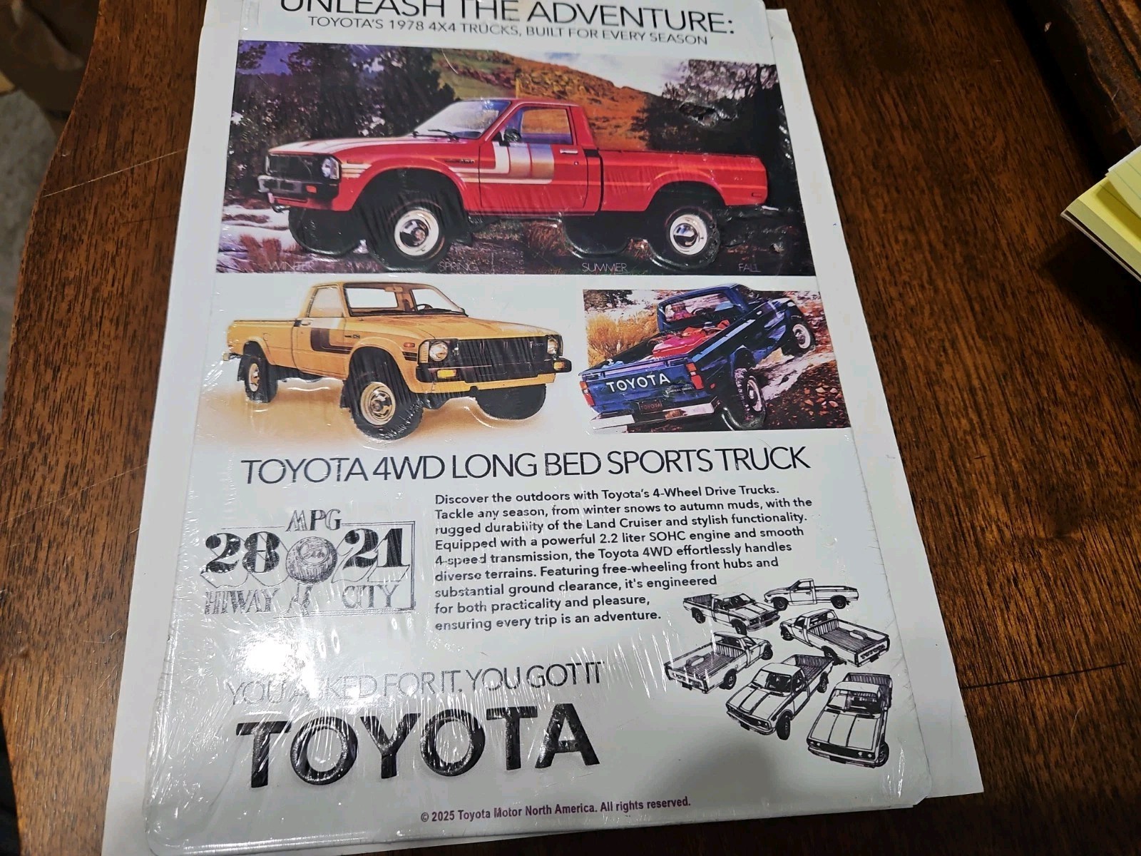 Vintage Toyota 4X4 Truck 1978 Brochure METAL SIGN Unleash The Adventure Man Cave
