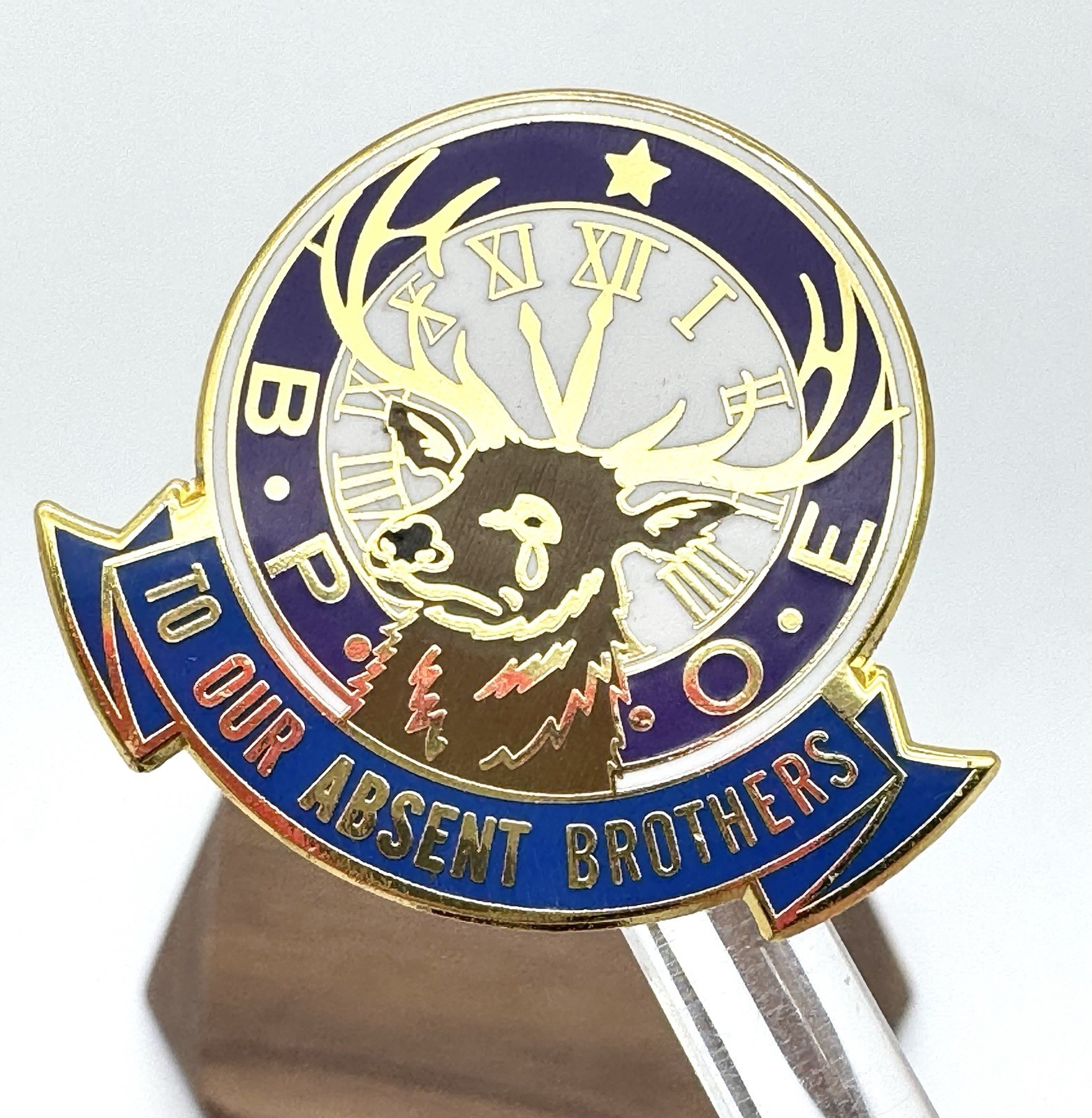 BPOE Elks To Our Absent Brothers Lapel Pin 1-1/2”New