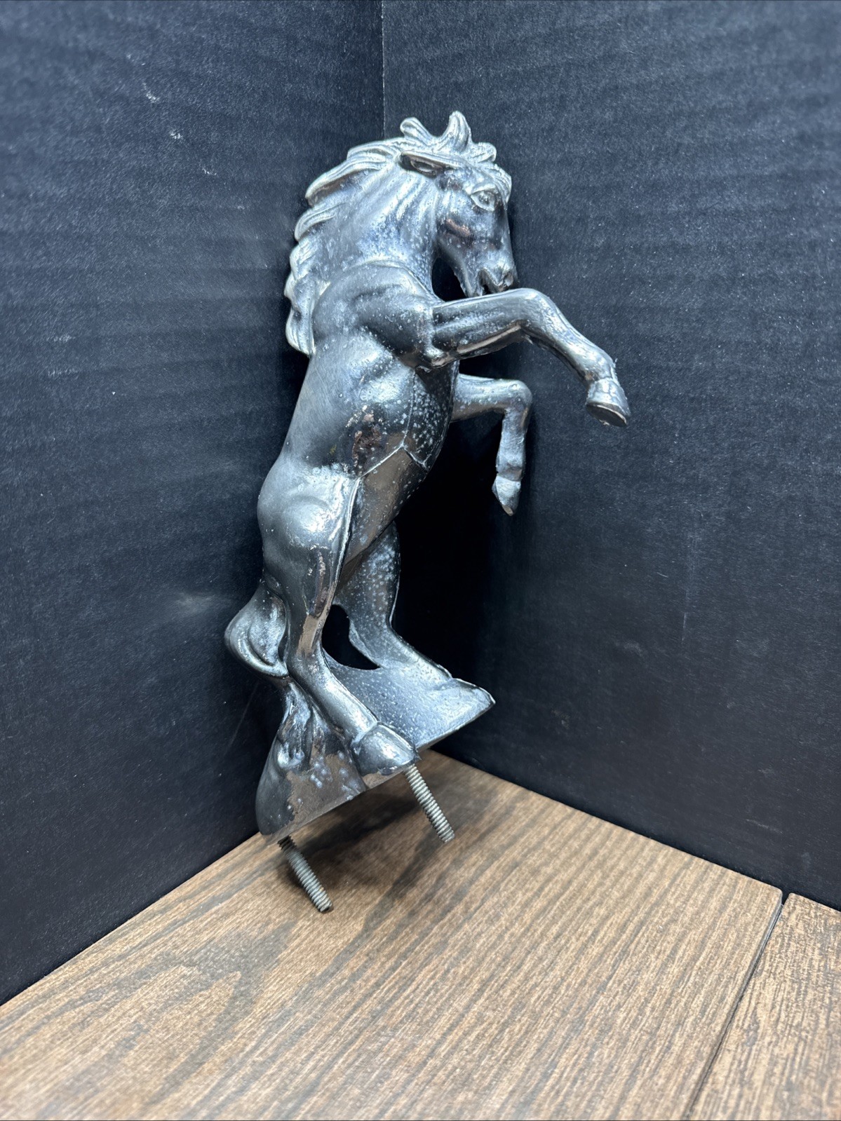 Vintage Rearing Horse Mustang, Bronco Cast Metal Hood Ornament