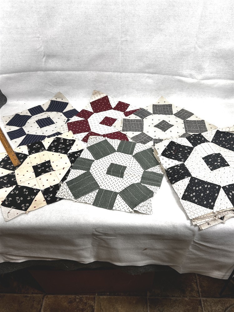 antique patchwork quilt square lot 30 pcs 11x11 new/old cotton never used 1900