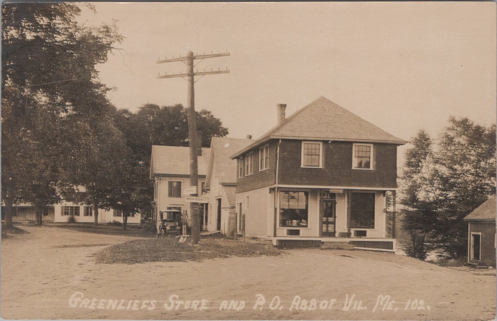 Greenliefs Store and Post Office Abbot Village Maine RPPC c1910s Postcard