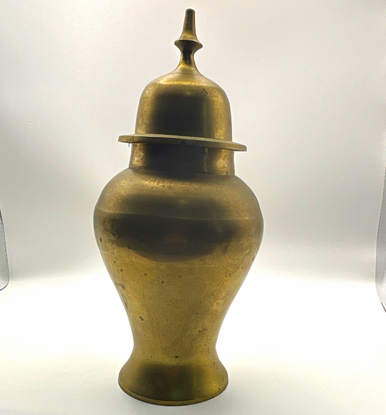 Vintage Brass Ginger Jar Urn 9” Lidded Made in India Decorative Vase
